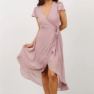 Bristol Midi Wrap Dress Dusty Rose M